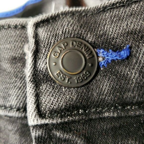 Gap 1969 Mens Jeans Slim Black Faded Selvedge Denim Skater Grunge Stretch 30x32 - Picture 9 of 16